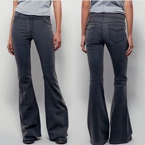 Free People Pull On Kick Flare Black Jeans Pants